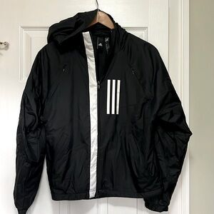 Womans zip up Adidas black/white lined jacket